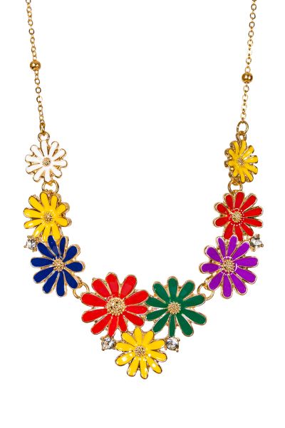 Multicolour Hippie Madelief Bloemen Ketting