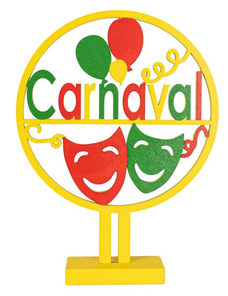 Houten carnavalsversiering cirkel met tekst Carnaval